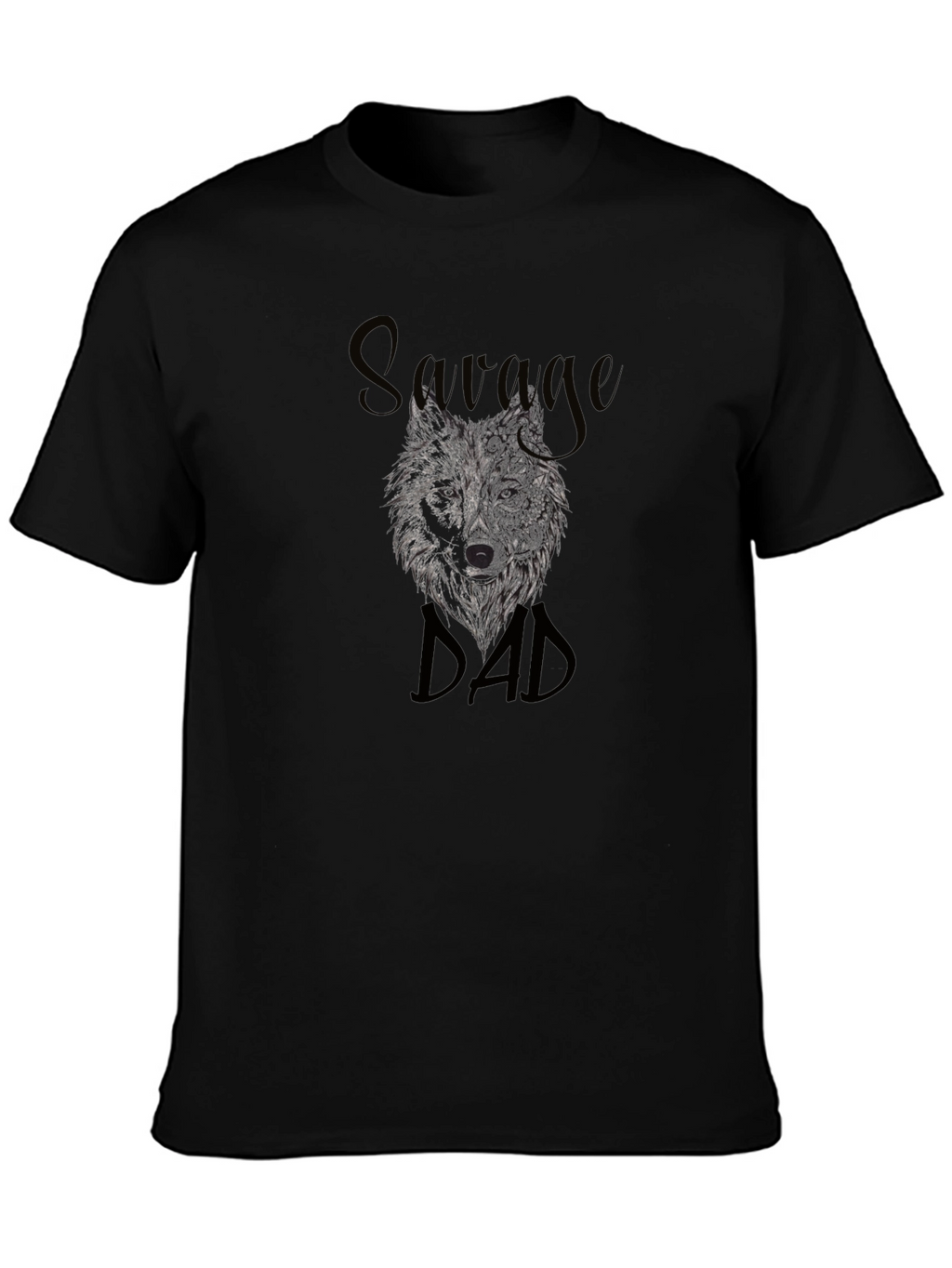 Savage Dad Wolf Graphic T-Shirt - Black