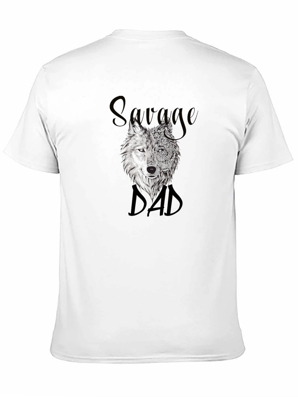 Savage Dad Wolf Graphic T-Shirt - Black