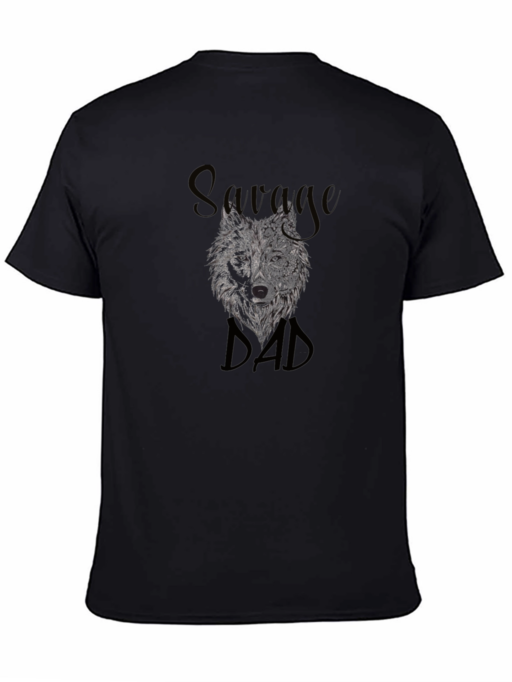 Savage Dad Wolf Graphic T-Shirt - Black