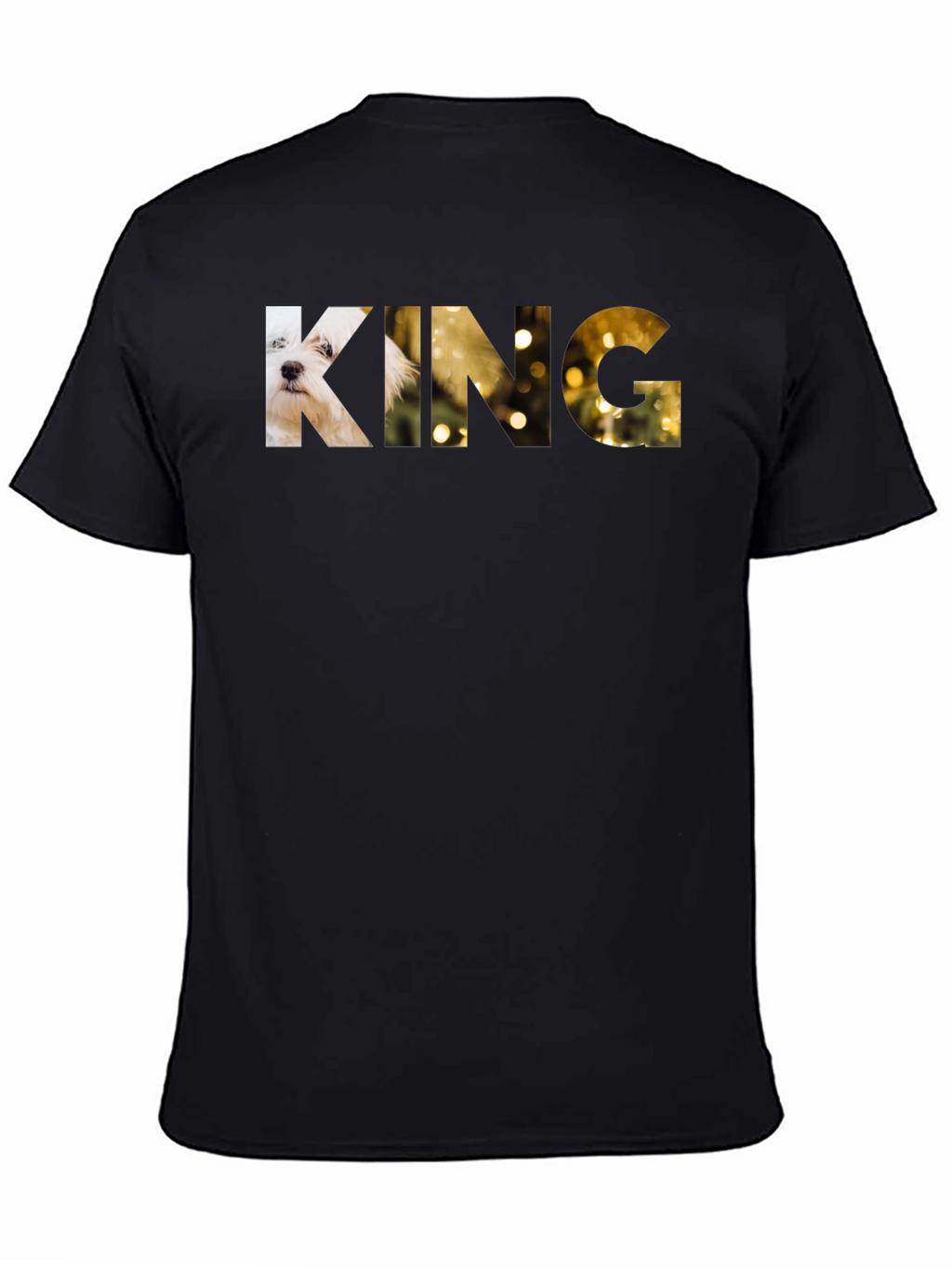 King Dog Graphic Print Black T-Shirt