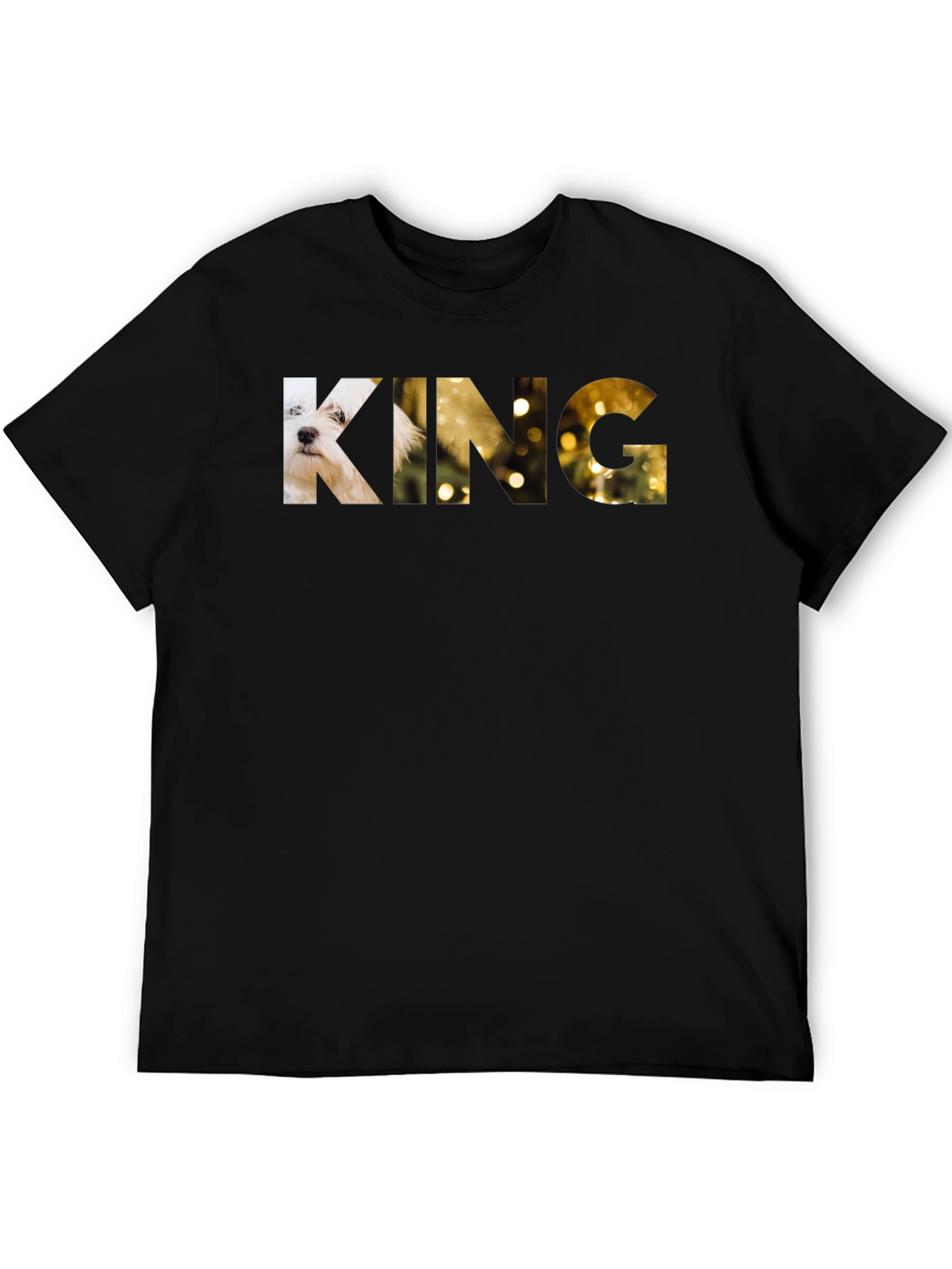 King Dog Graphic Print Black T-Shirt