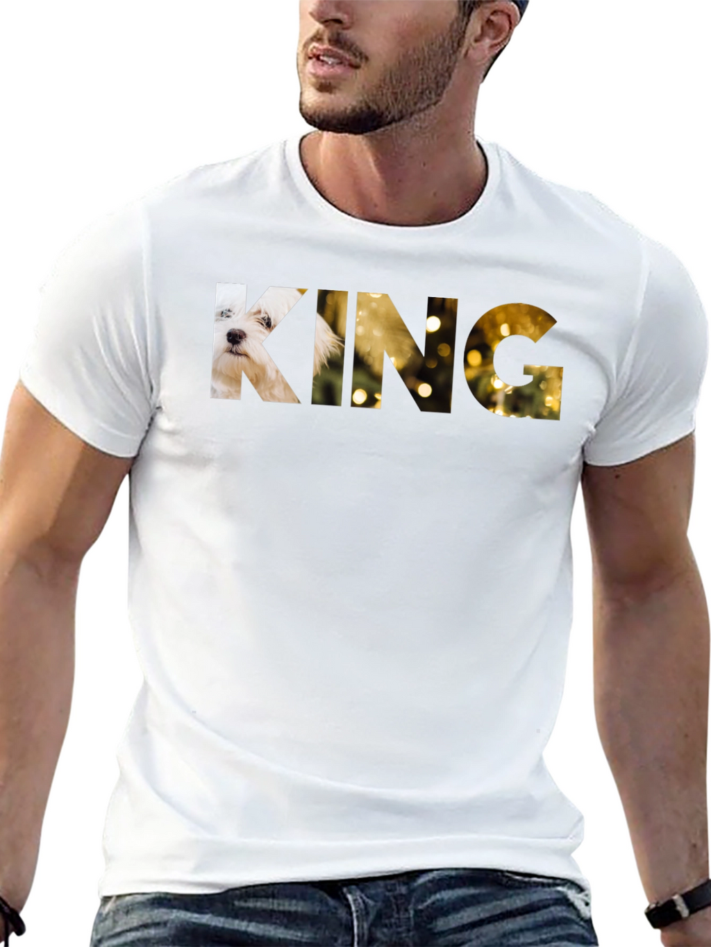 King Dog Graphic Print Black T-Shirt