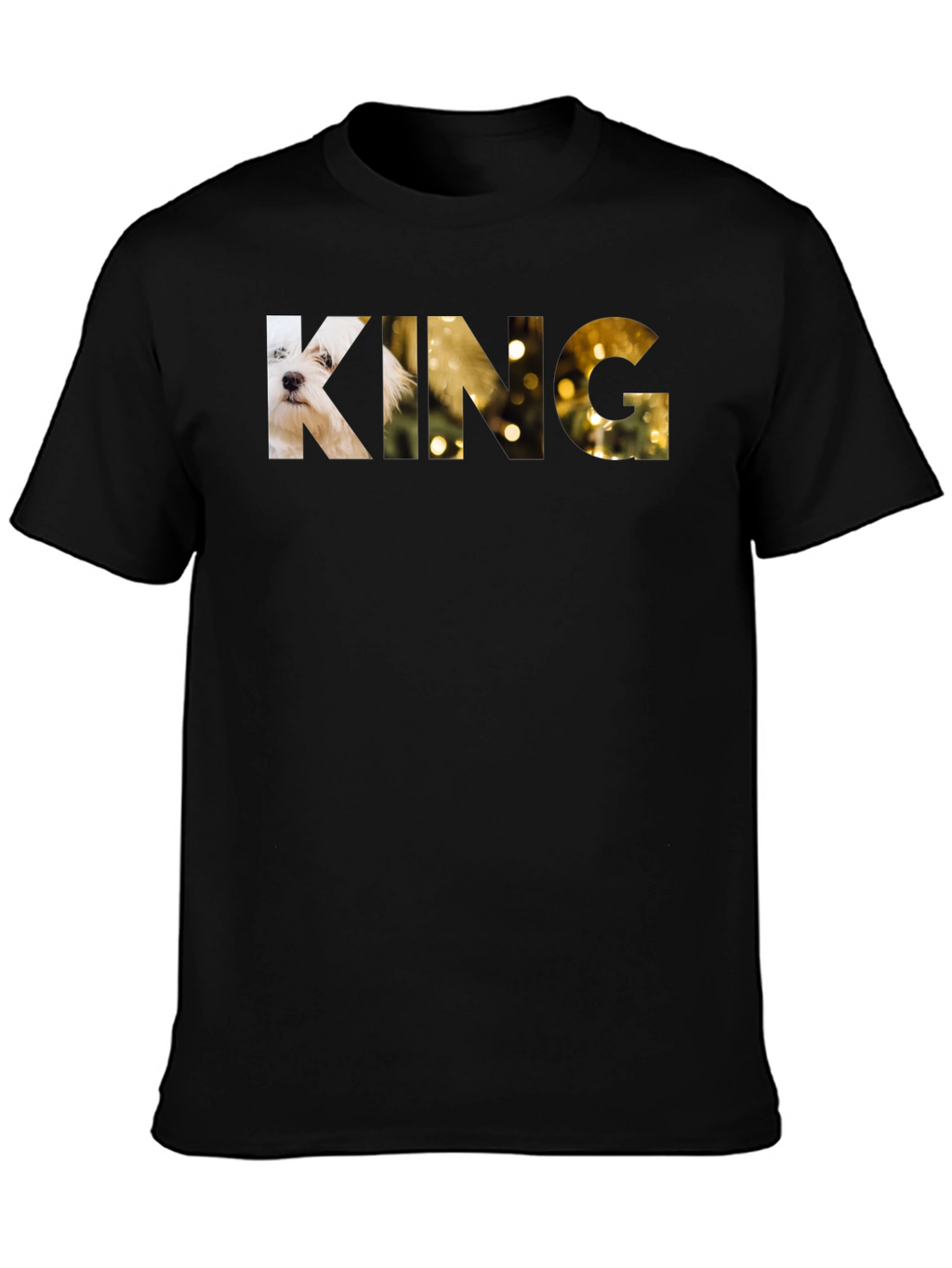 King Dog Graphic Print Black T-Shirt