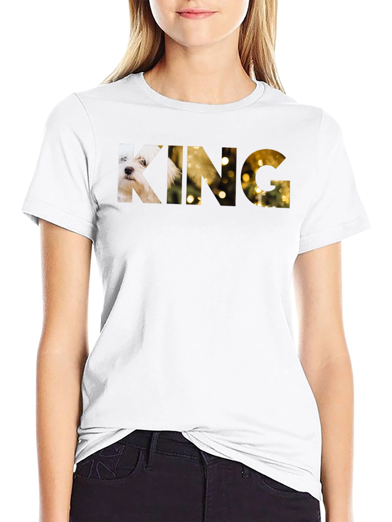 King Dog Graphic Print Black T-Shirt