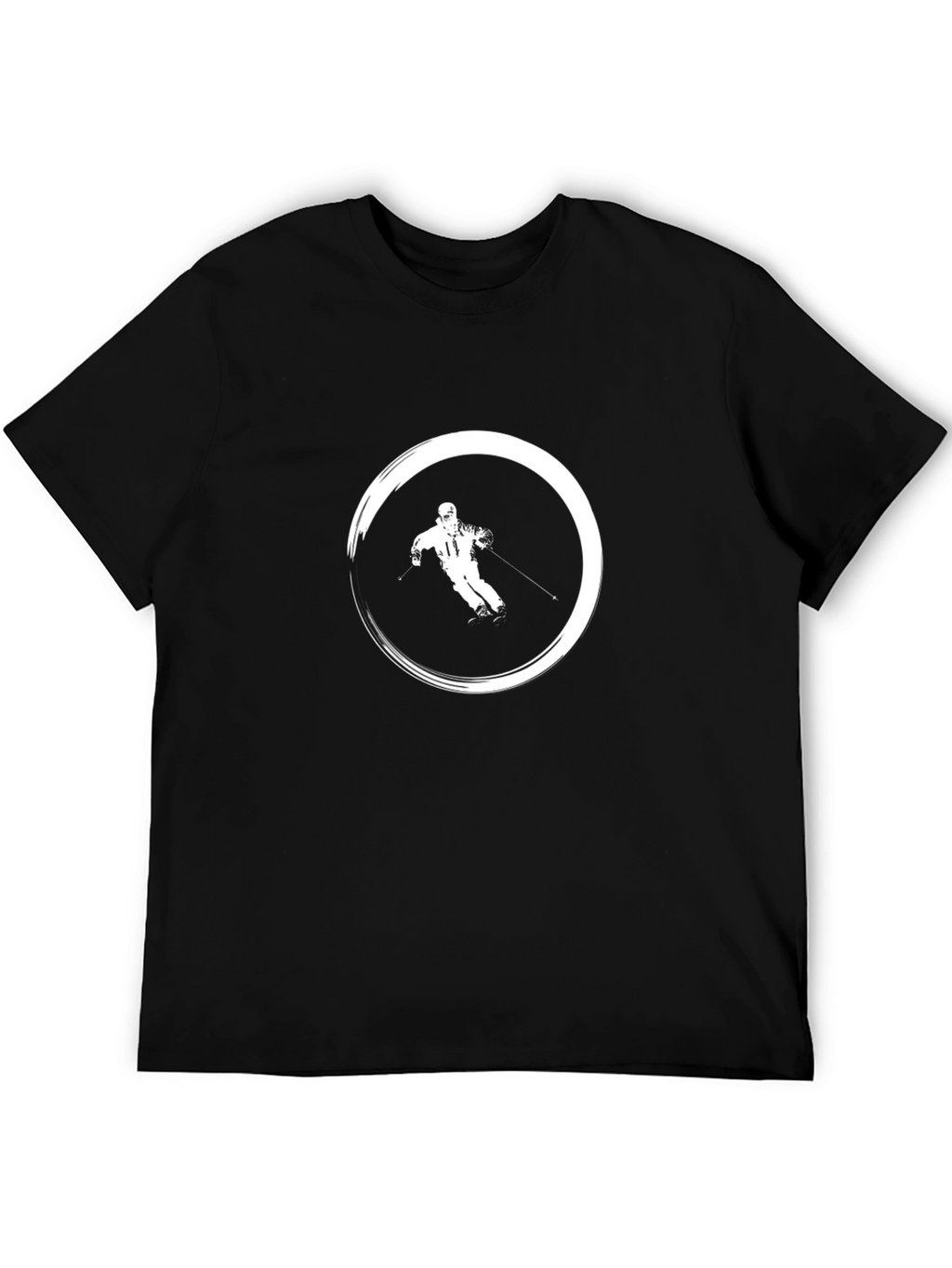 Black T-Shirt with Skiing Graphic