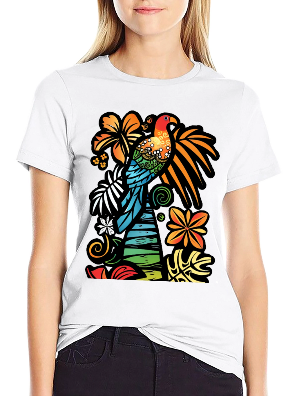 Tropical Parrot Graphic T-Shirt