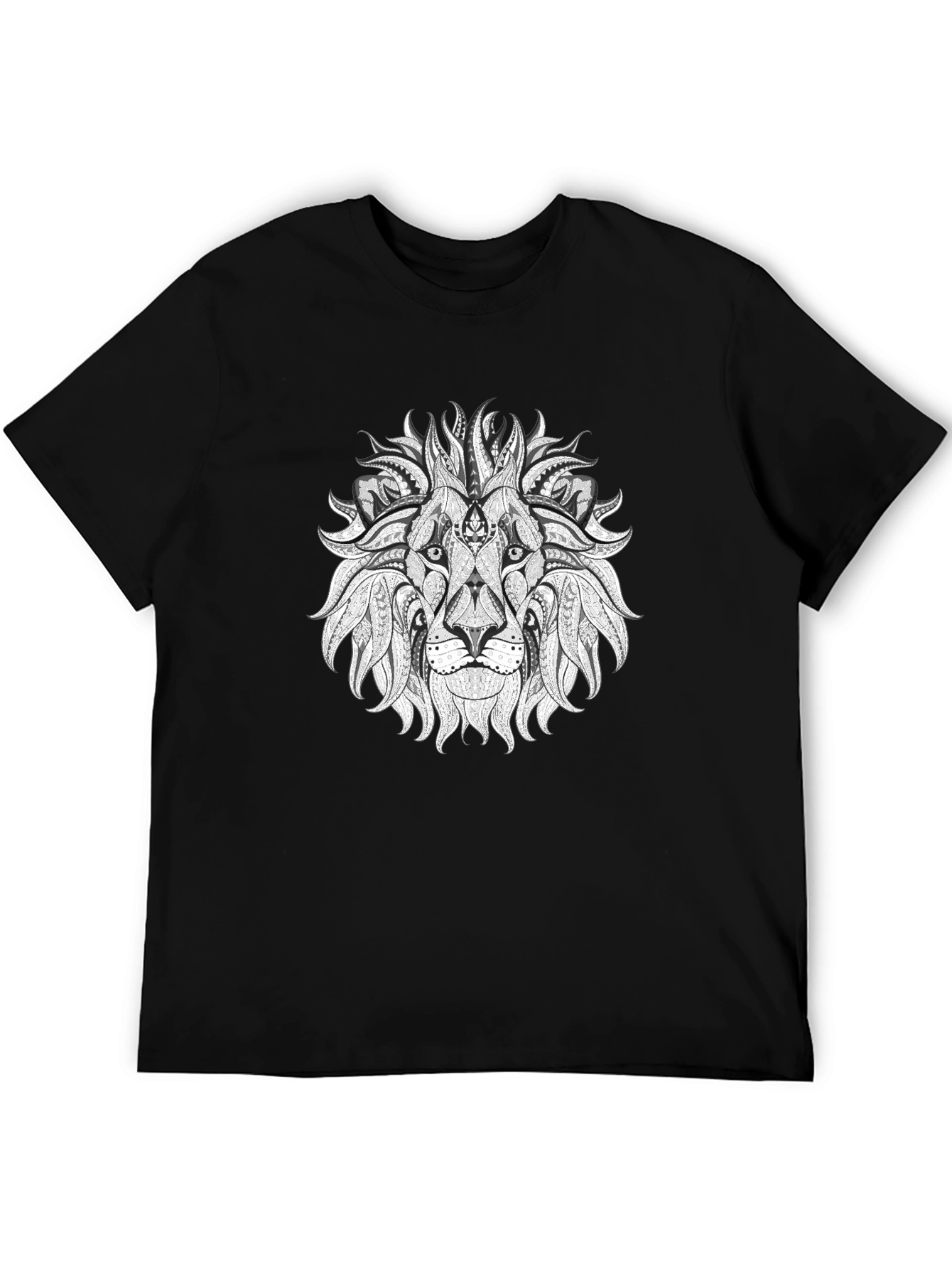 Black Lion Graphic Tee - Artistic Print