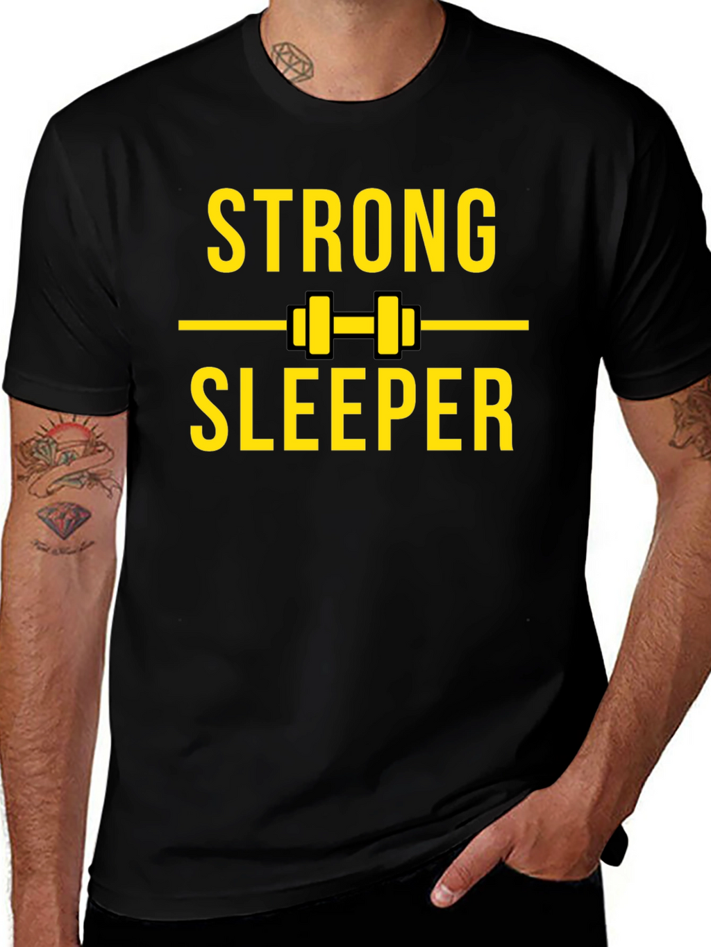 Strong Sleeper Black Graphic T-Shirt