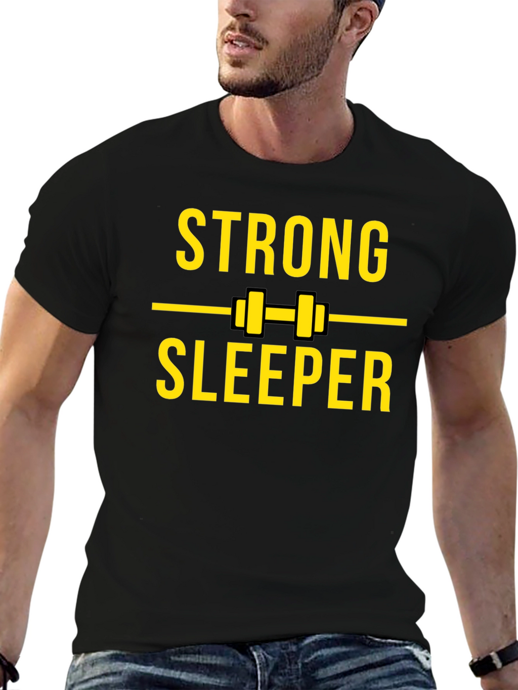 Strong Sleeper Black Graphic T-Shirt