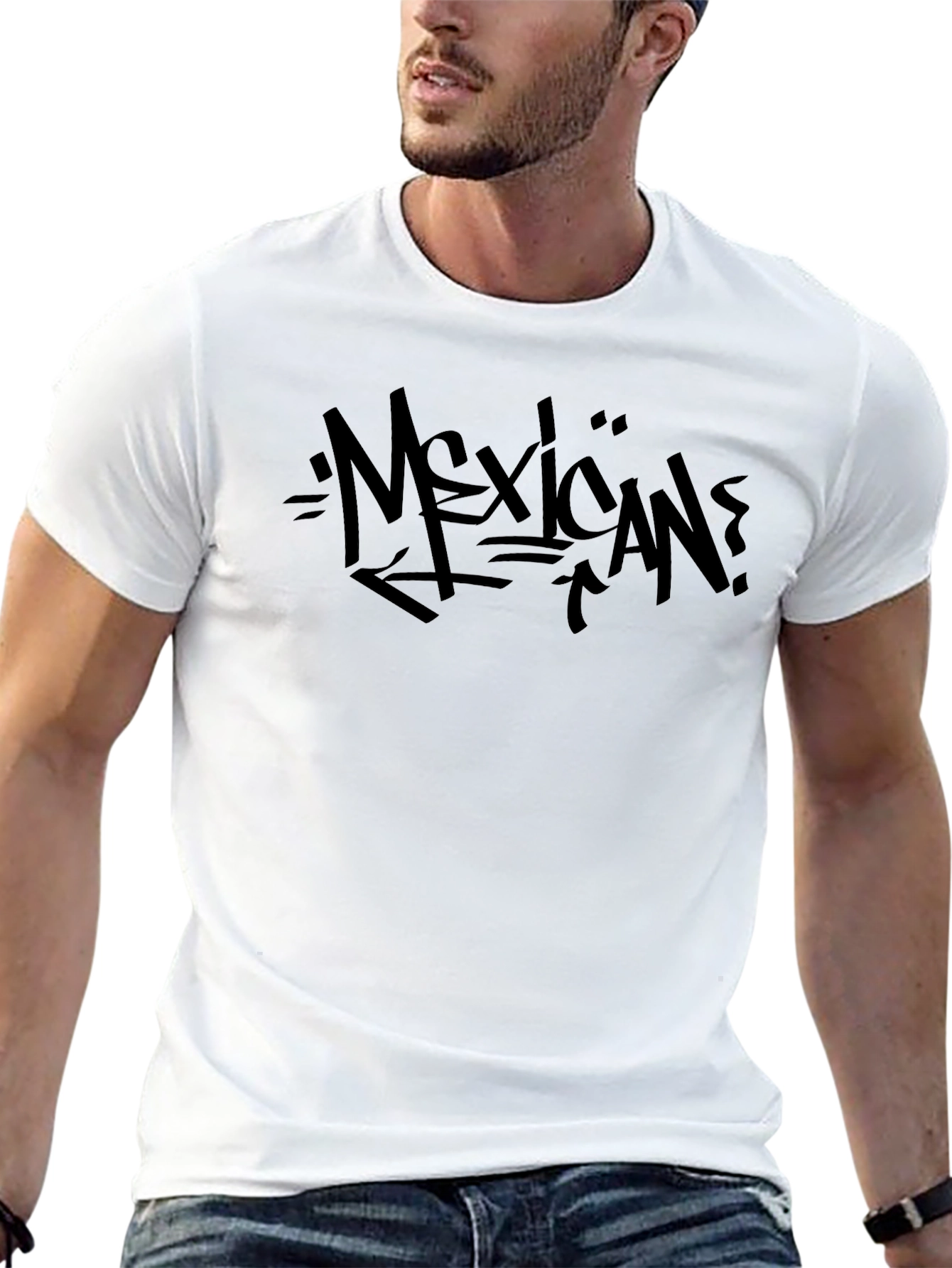 Mens Black Graphic Tee - Mexican? Design