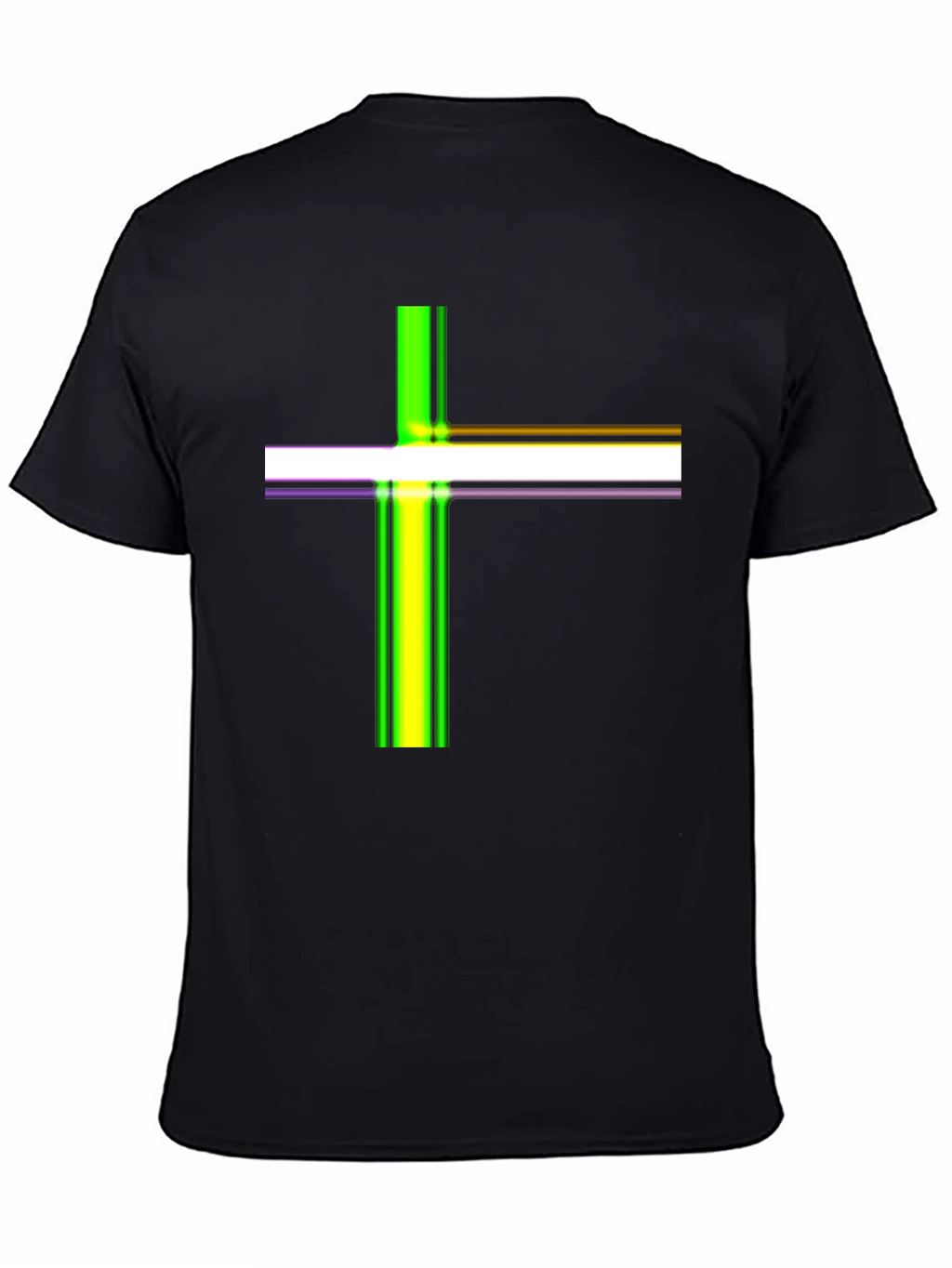 Striped Cross Graphic Black T-Shirt