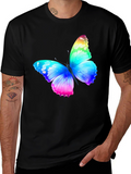Rainbow Butterfly Graphic Black T-Shirt