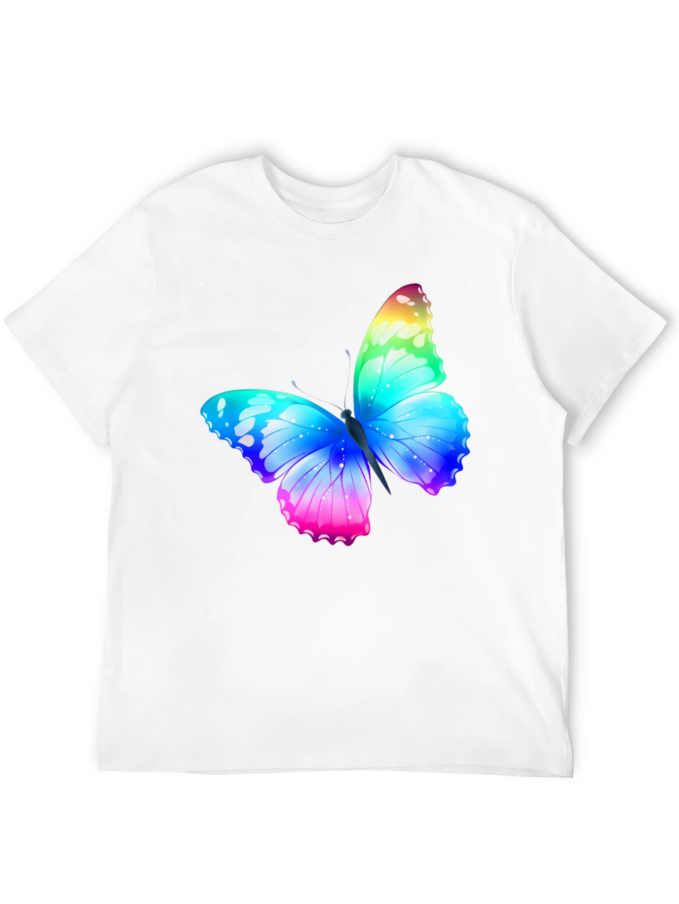 Rainbow Butterfly Graphic Black T-Shirt
