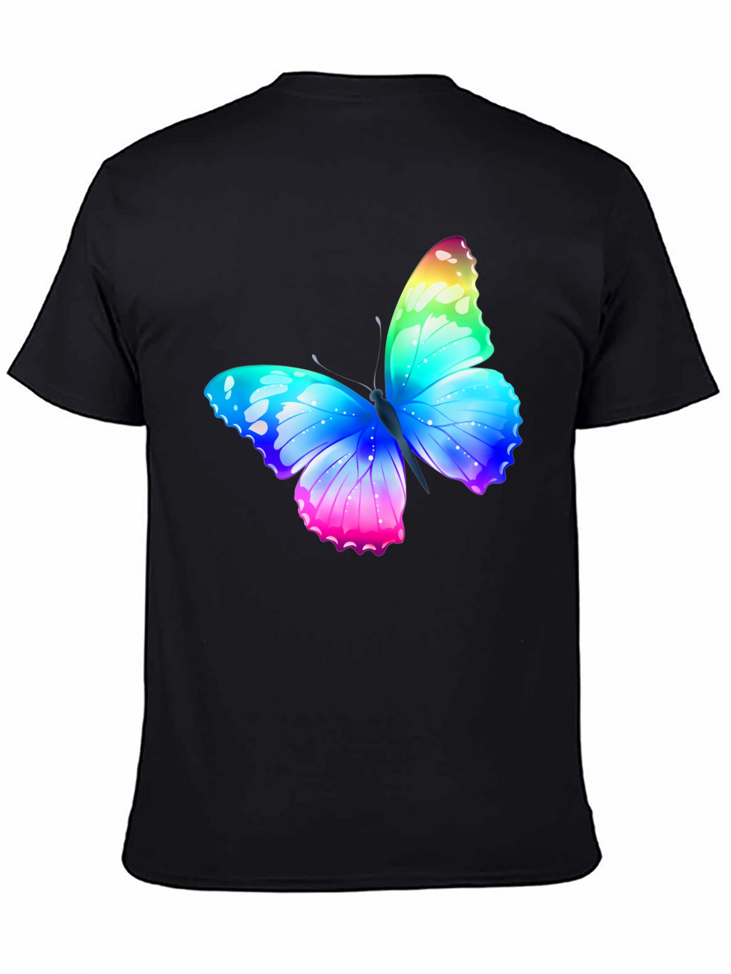 Rainbow Butterfly Graphic Black T-Shirt
