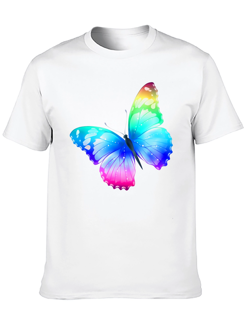 Rainbow Butterfly Graphic Black T-Shirt