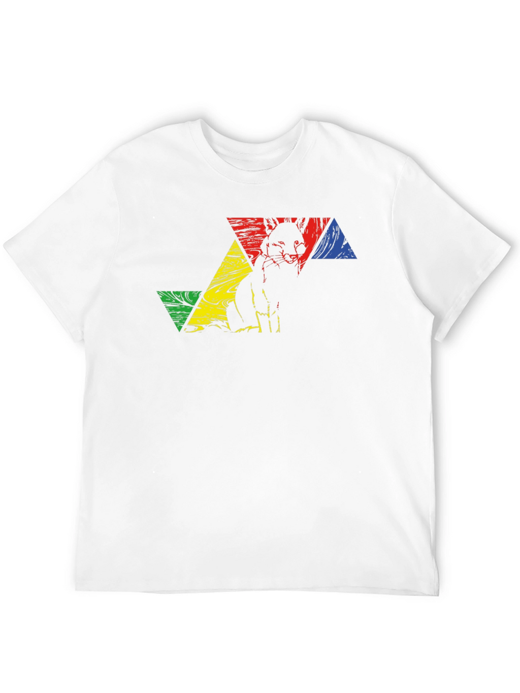 Geometric Fox Graphic Tee - Black Crew Neck