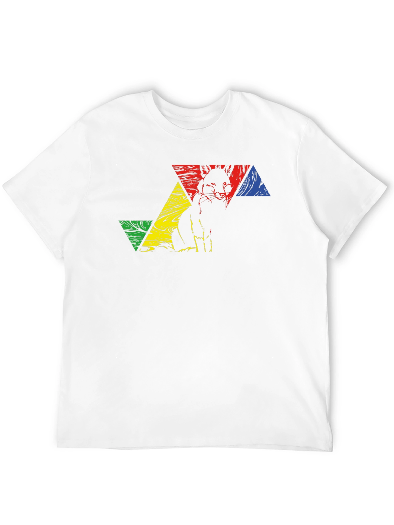 Geometric Fox Graphic Tee - Black Crew Neck