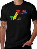 Geometric Fox Graphic Tee - Black Crew Neck