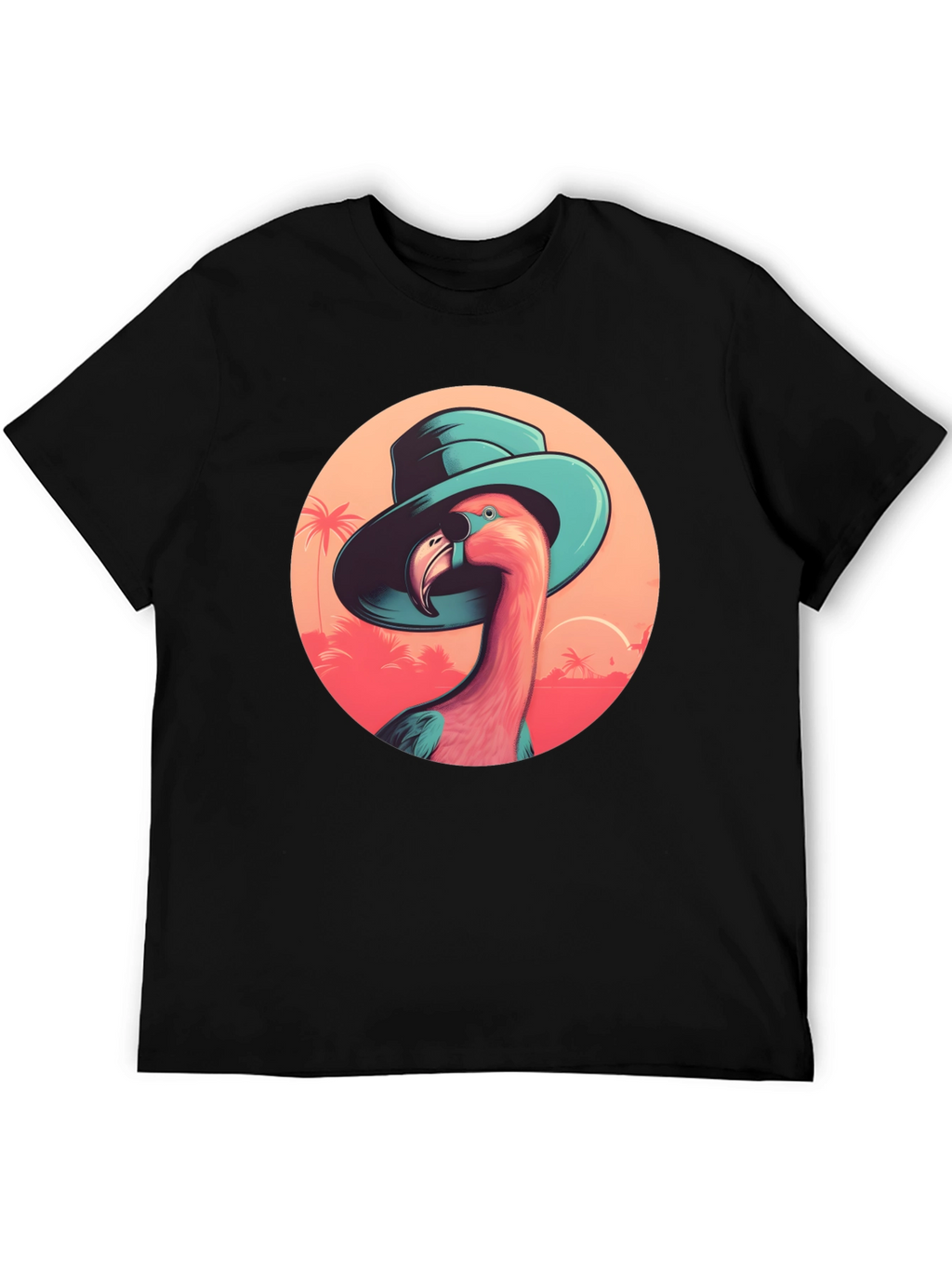 Flamingo in Hat Graphic Tee - Tropical Vacation Style