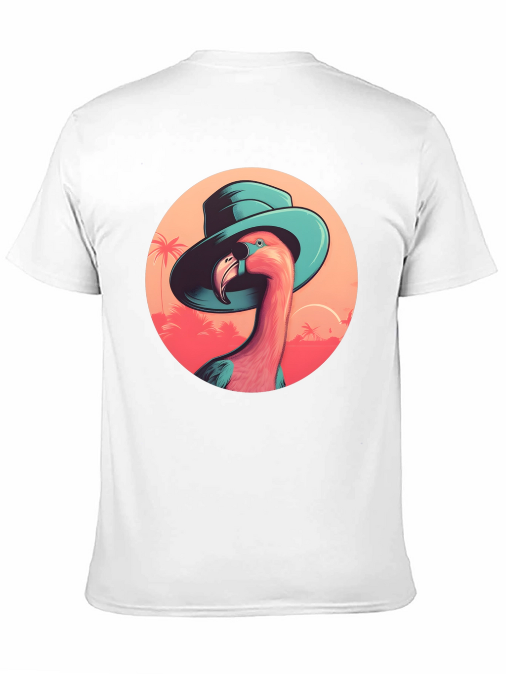 Flamingo in Hat Graphic Tee - Tropical Vacation Style