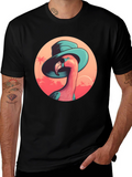 Flamingo in Hat Graphic Tee - Tropical Vacation Style