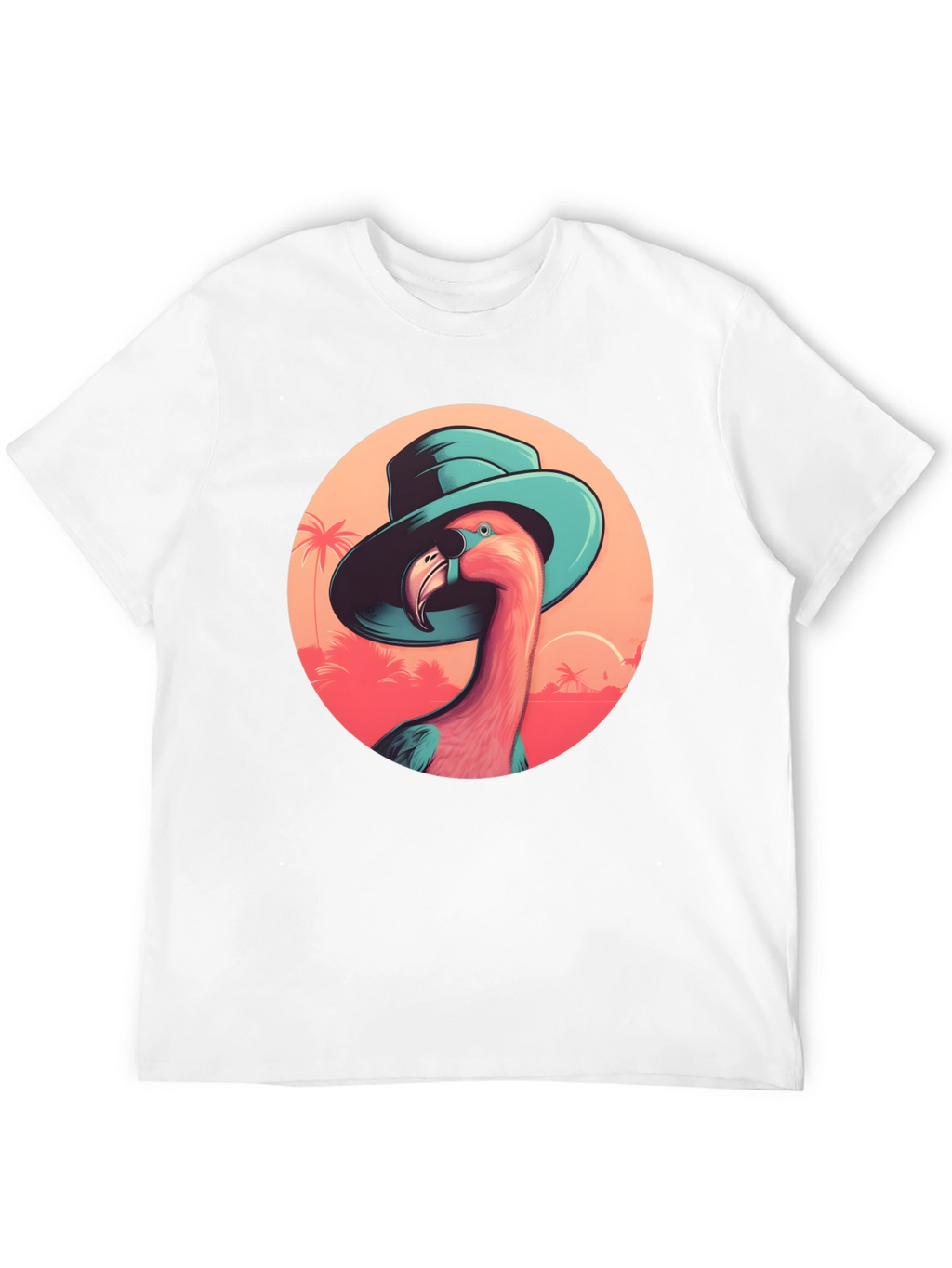 Flamingo in Hat Graphic Tee - Tropical Vacation Style