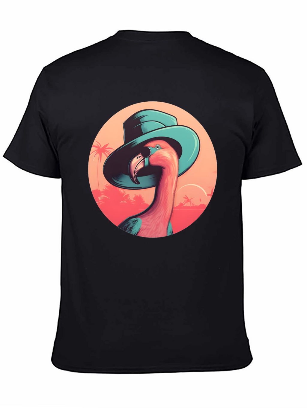 Flamingo in Hat Graphic Tee - Tropical Vacation Style