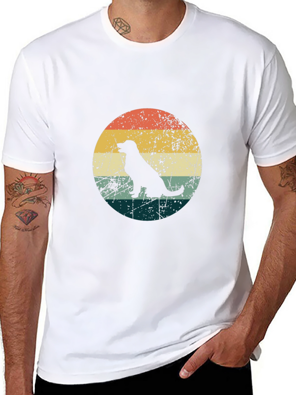 Retro Dog Silhouette Graphic Tee - Black