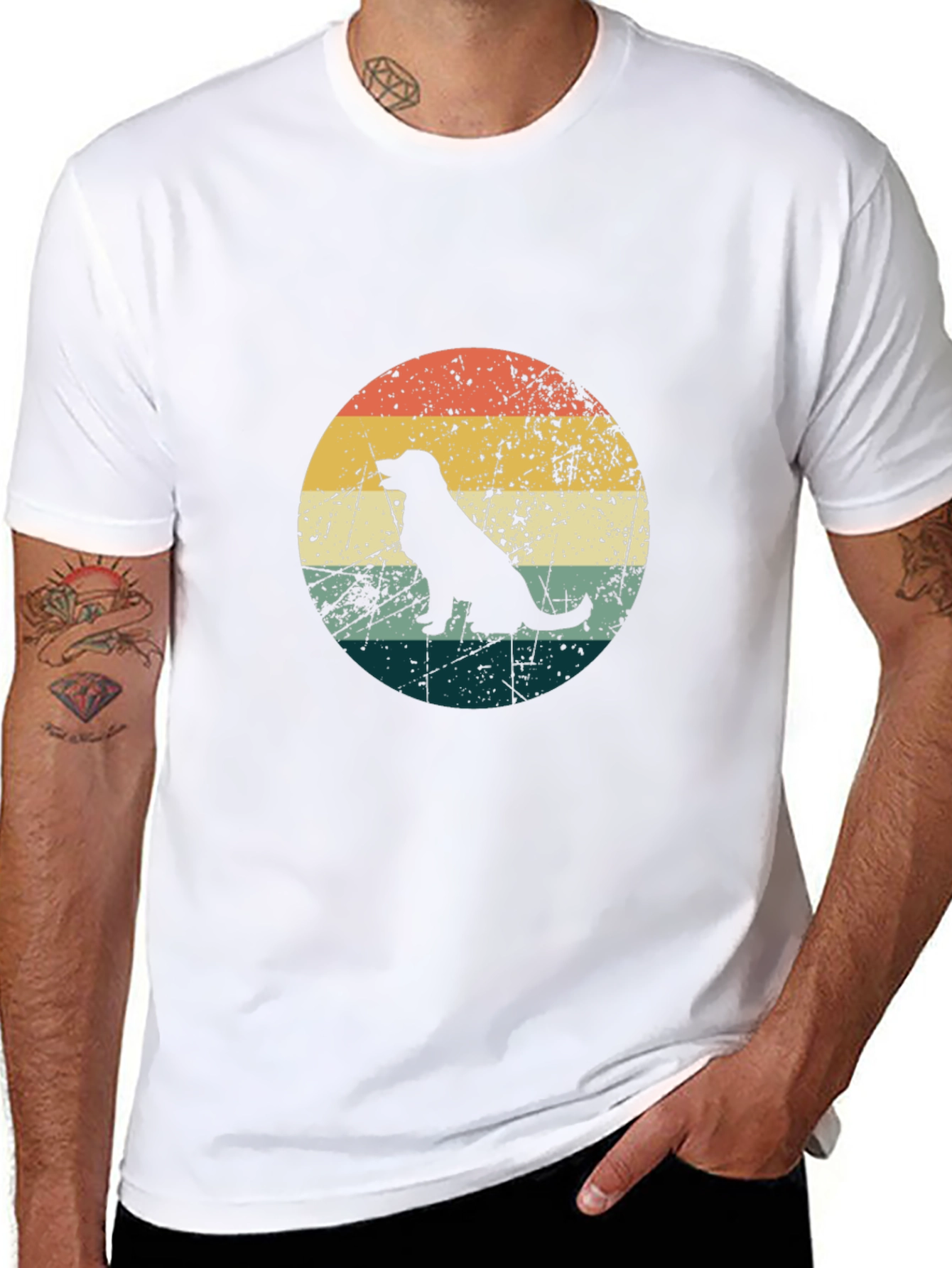 Retro Dog Silhouette Graphic Tee - Black