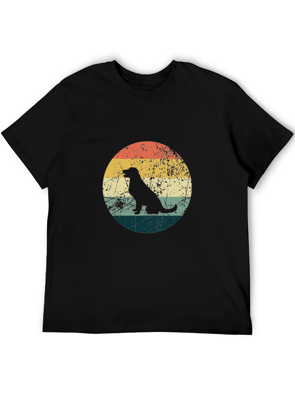 Retro Dog Silhouette Graphic Tee - Black