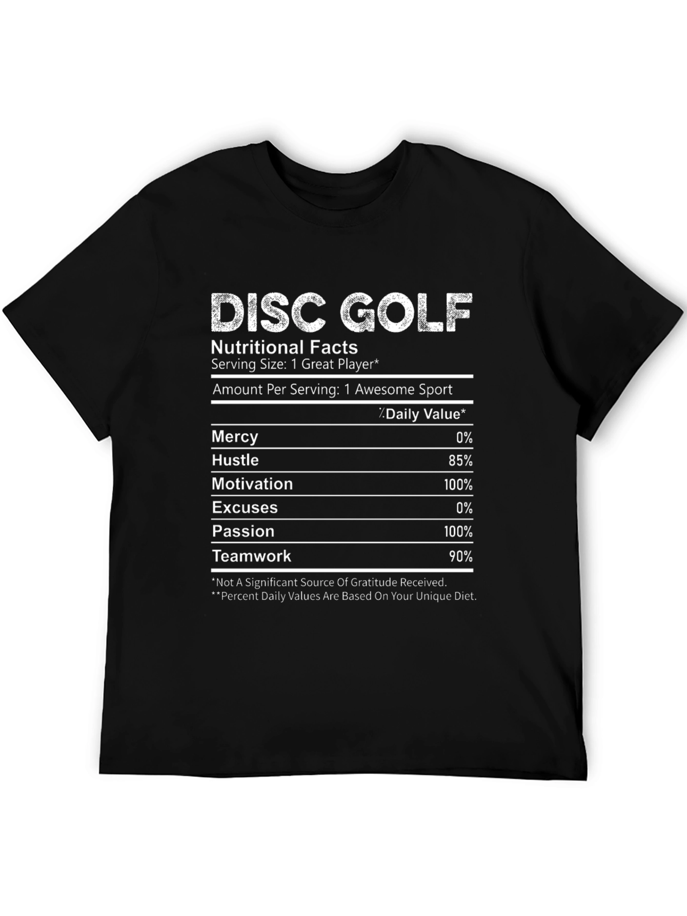 Disc Golf Nutritional Facts Graphic Tee
