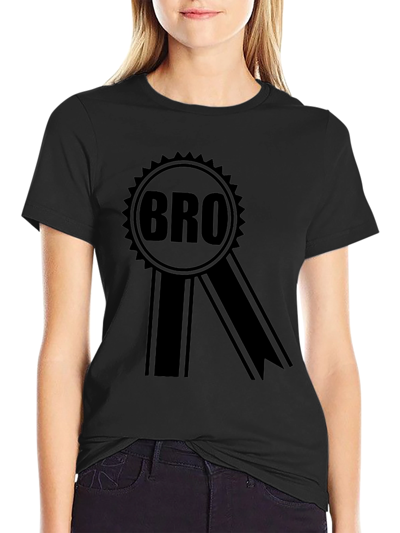 Bro Award Ribbon Graphic T-Shirt - Classic Crew Neck Tee