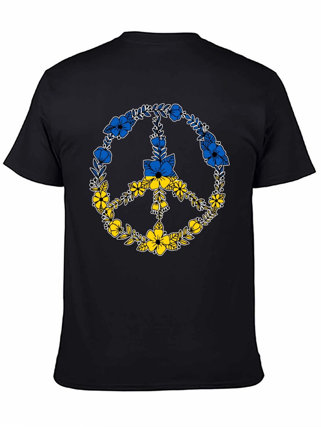 Floral Peace Sign Ukraine Flag T-Shirt