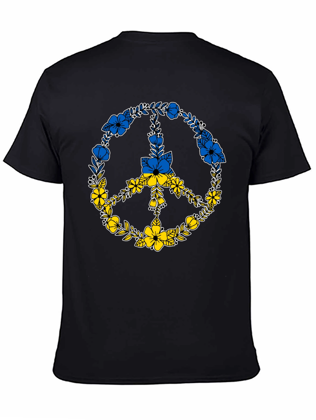Floral Peace Sign Ukraine Flag T-Shirt