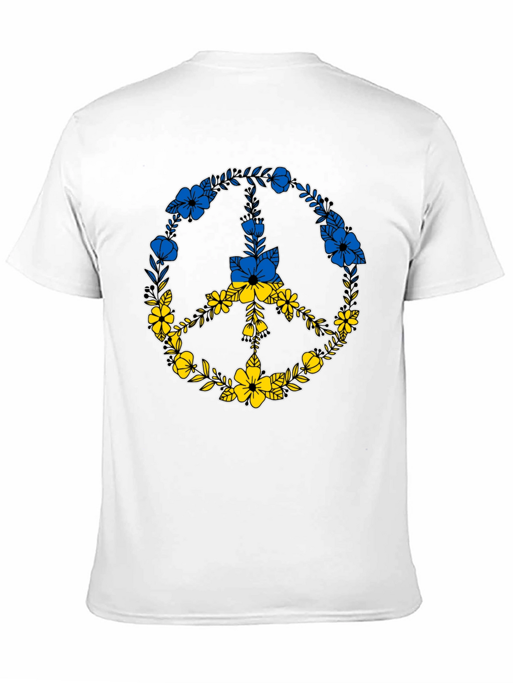 Floral Peace Sign Ukraine Flag T-Shirt