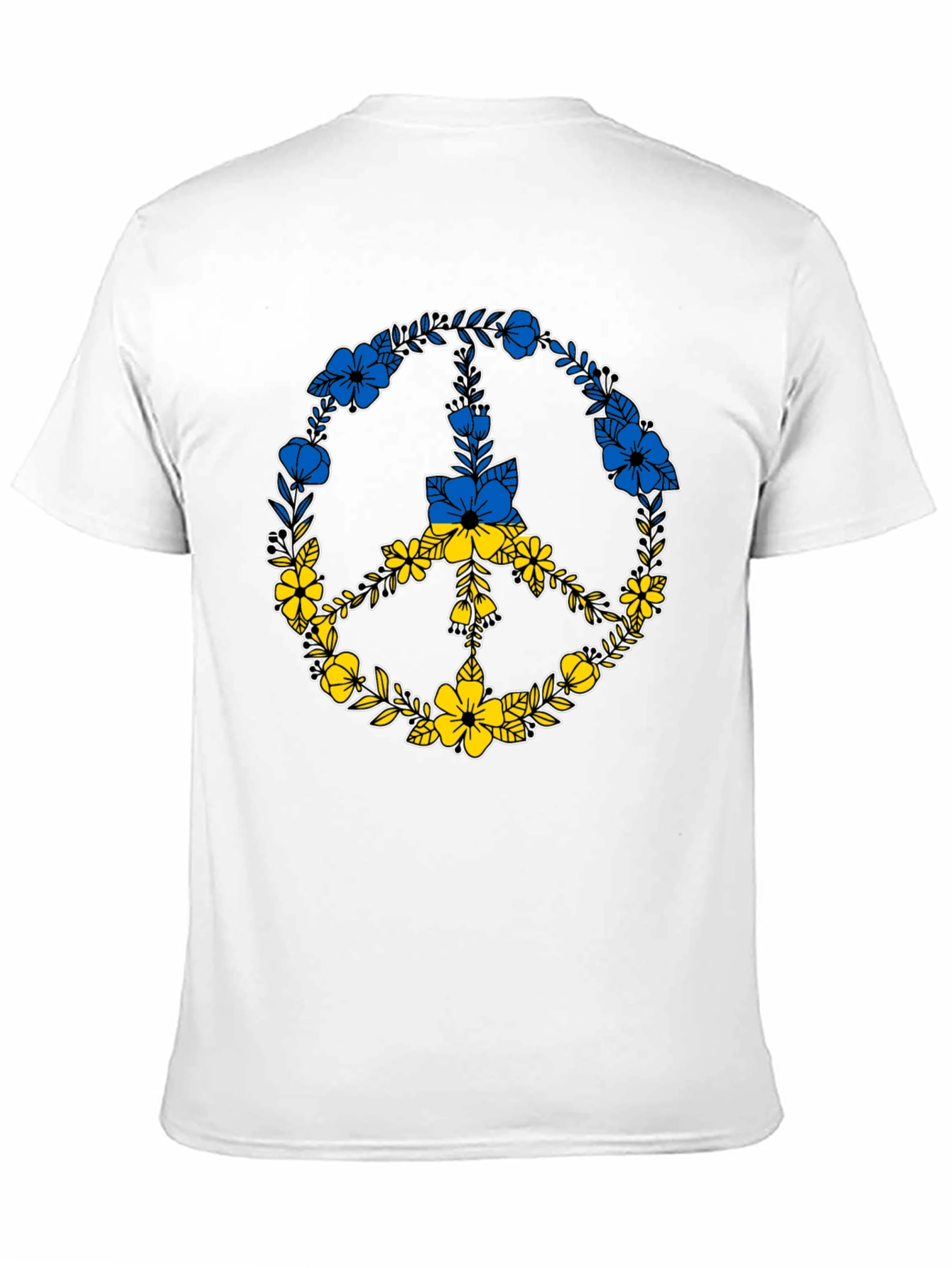 Floral Peace Sign Ukraine Flag T-Shirt