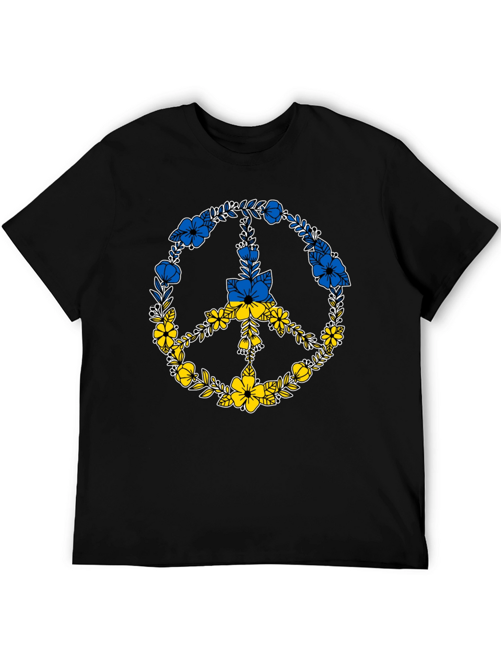 Floral Peace Sign Ukraine Flag T-Shirt