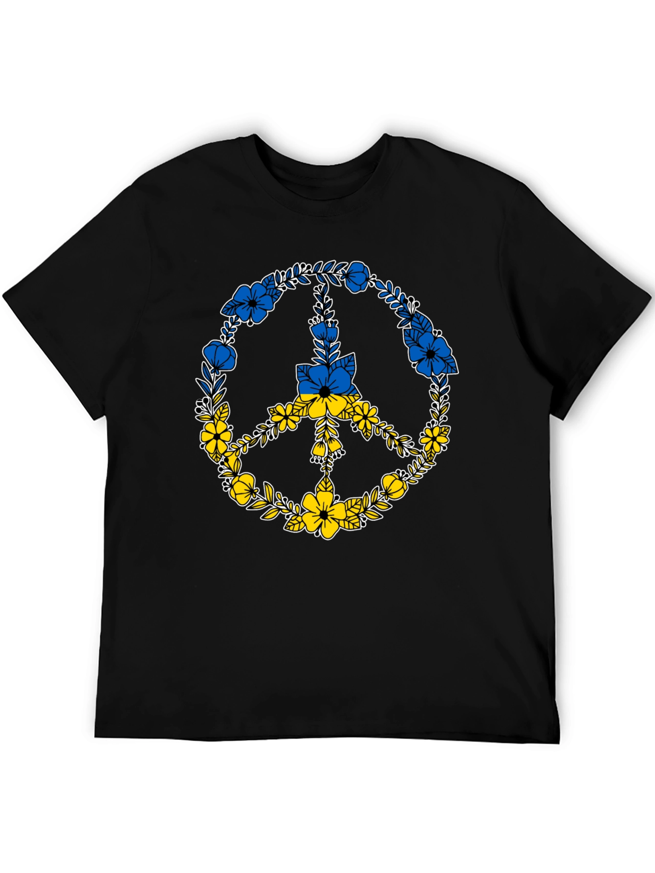 Floral Peace Sign Ukraine Flag T-Shirt