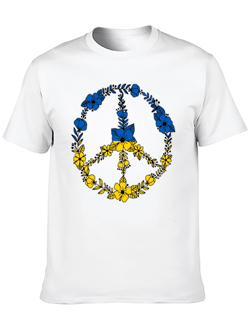 Floral Peace Sign Ukraine Flag T-Shirt