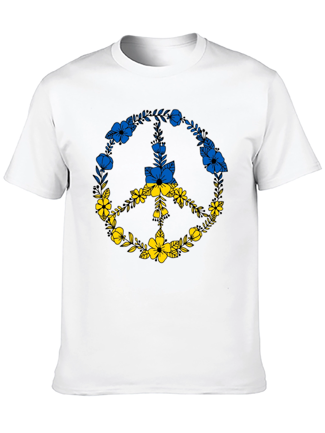 Floral Peace Sign Ukraine Flag T-Shirt