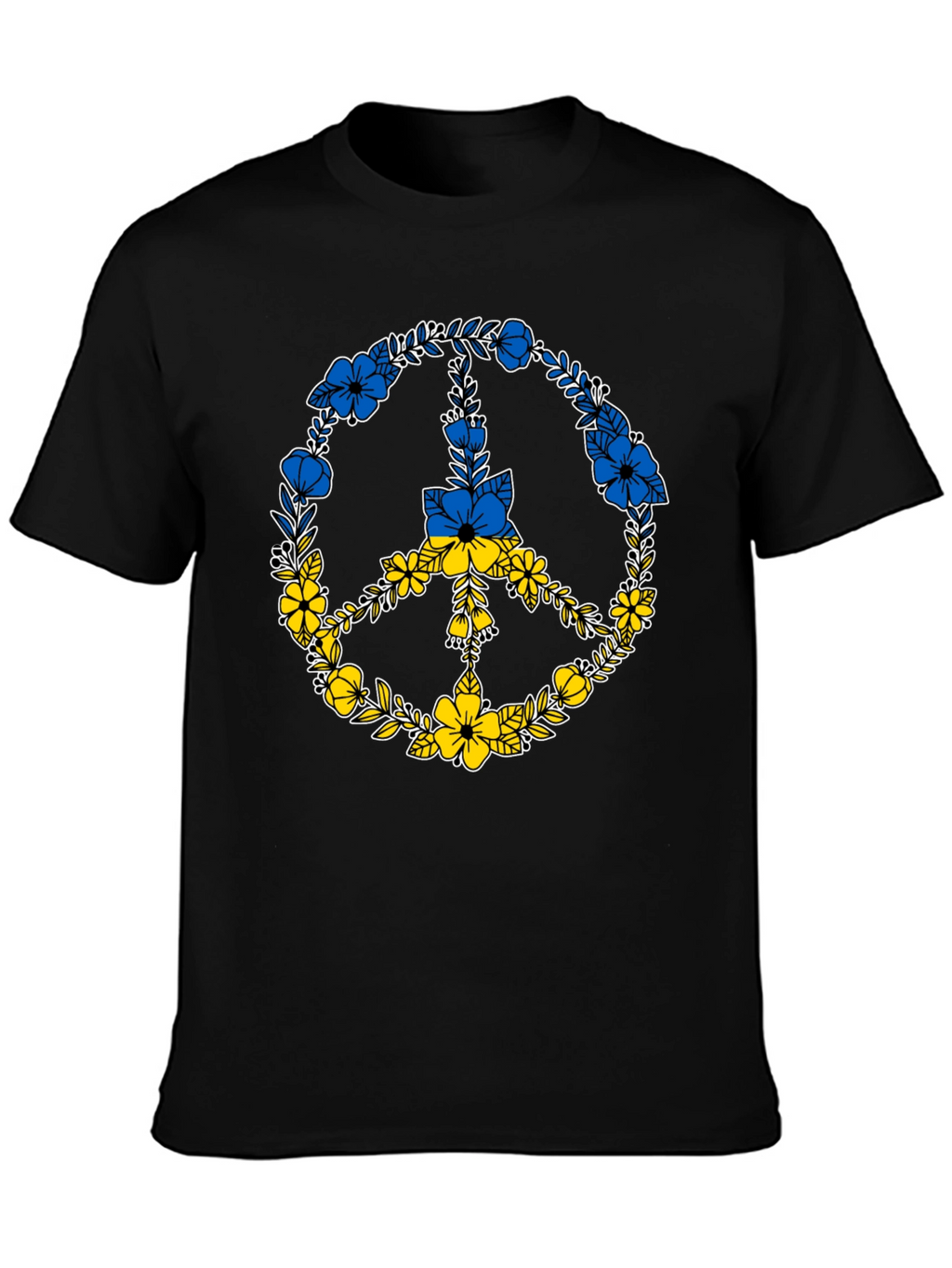Floral Peace Sign Ukraine Flag T-Shirt