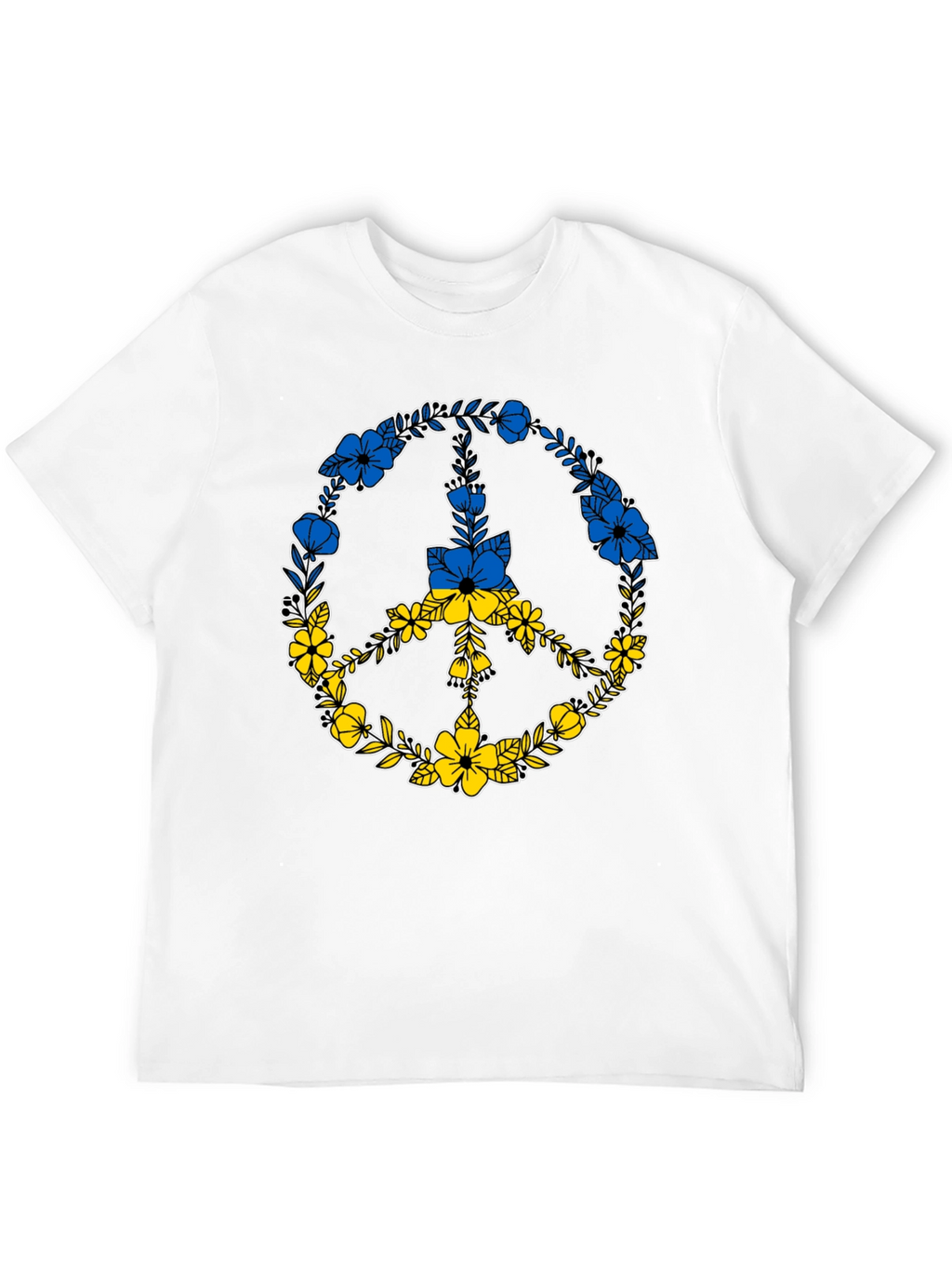 Floral Peace Sign Ukraine Flag T-Shirt