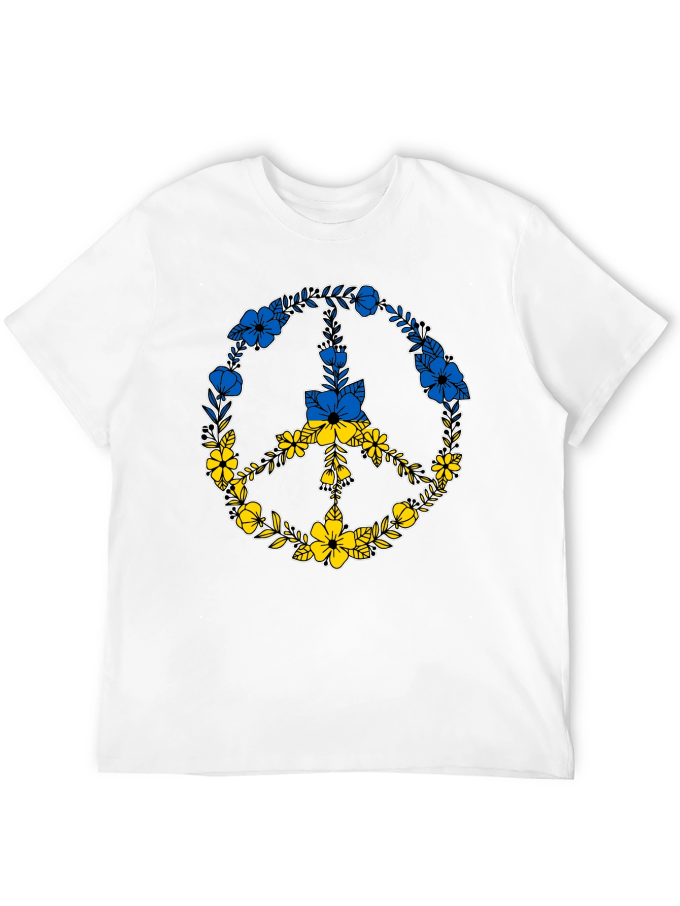 Floral Peace Sign Ukraine Flag T-Shirt
