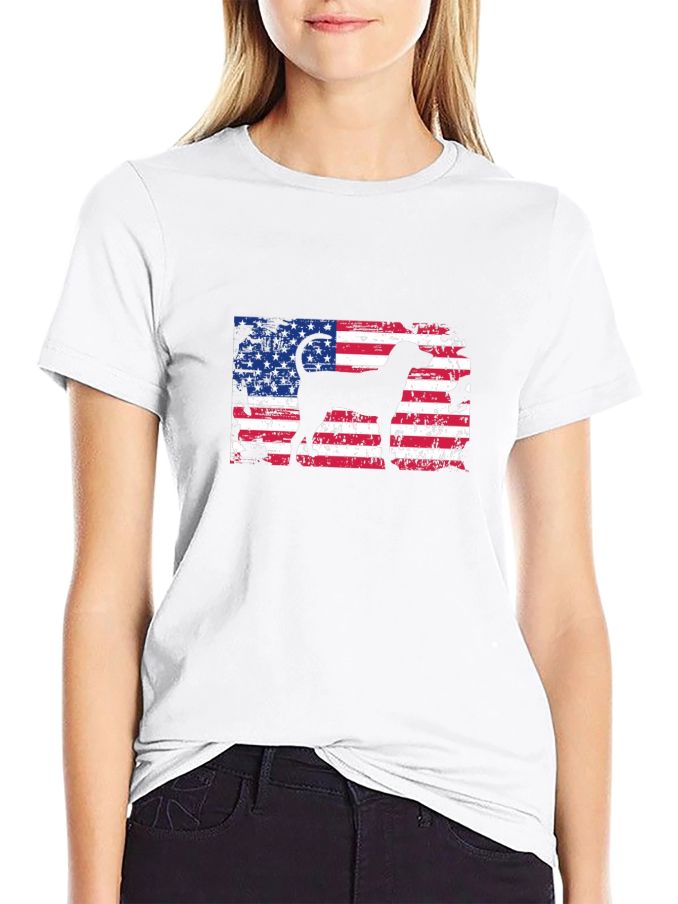 American Flag Dog T-Shirt - Patriotic Design