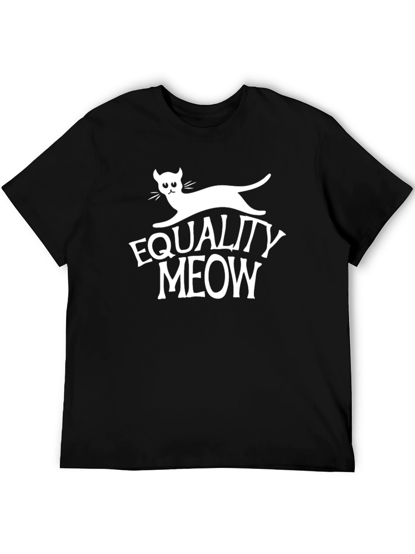 Equality Meow Black T-Shirt - Funny Cat Lover Tee
