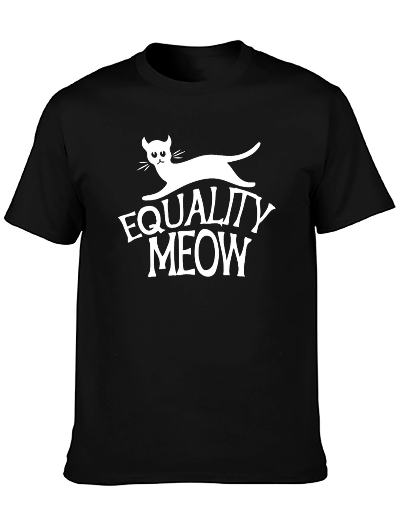 Equality Meow Black T-Shirt - Funny Cat Lover Tee