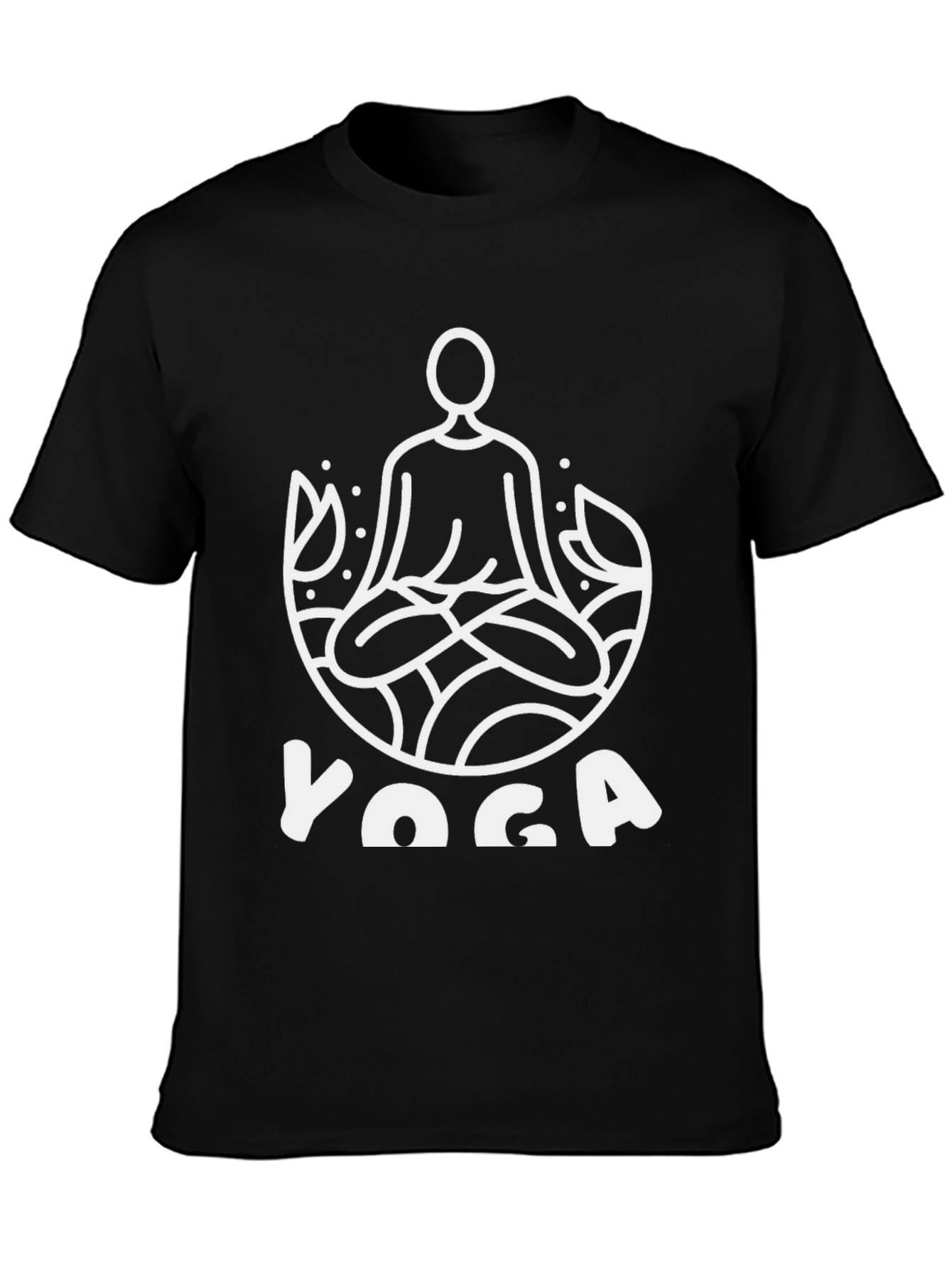 Yoga Graphic Print Tee - Black Cotton T-Shirt