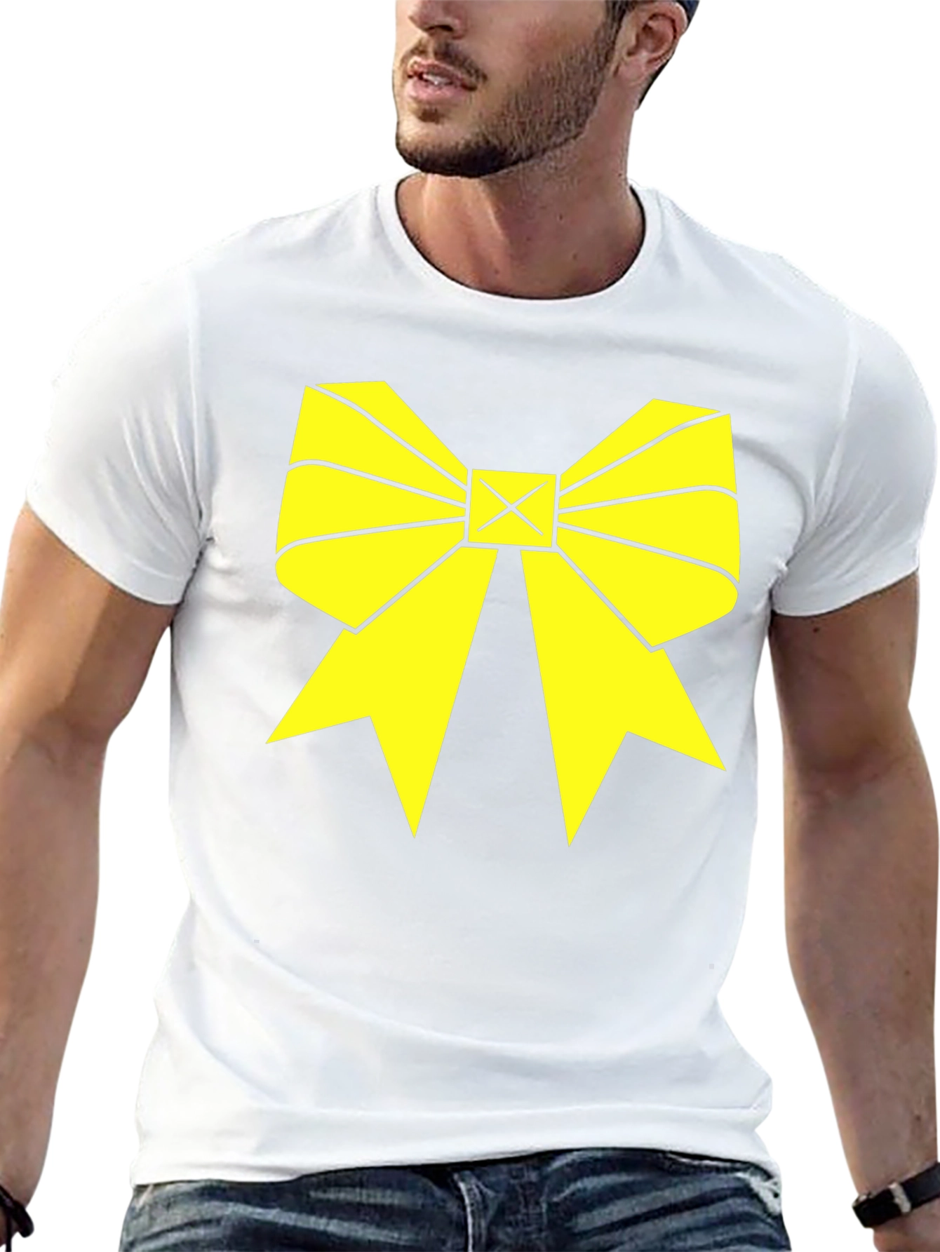 Yellow Bow Graphic Black T-Shirt