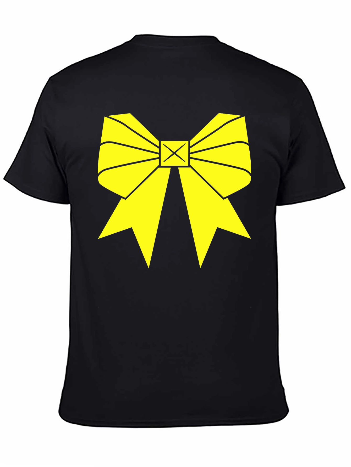 Yellow Bow Graphic Black T-Shirt
