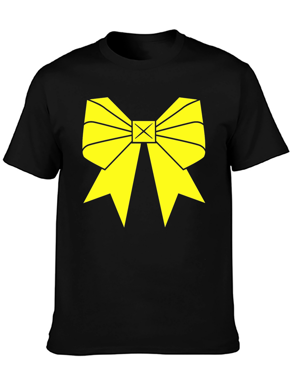 Yellow Bow Graphic Black T-Shirt